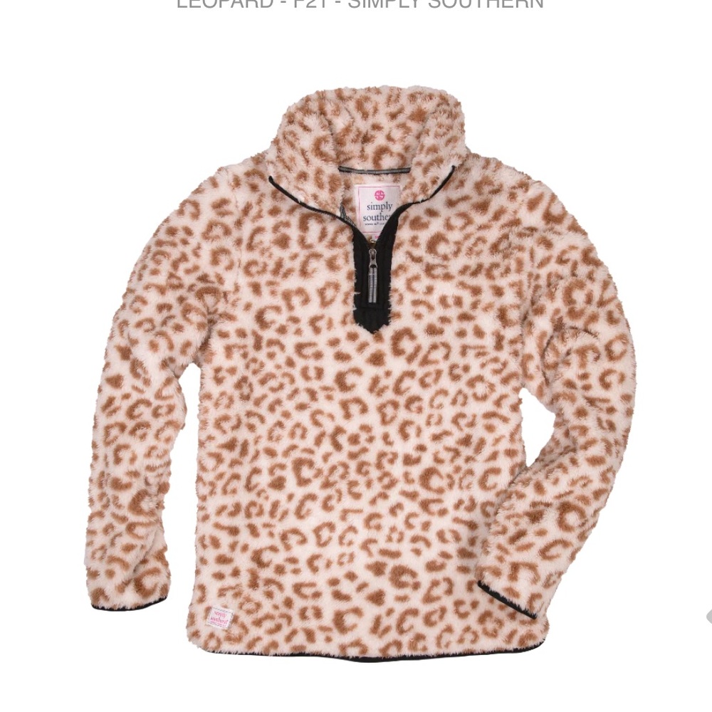 Simply Southern Y Neck Leopard Pullover Women’s Small